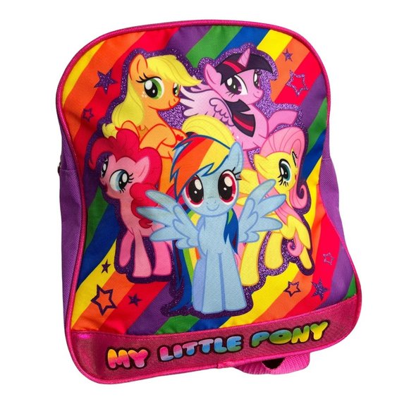 My Little Pony Mini Backpack Girls NWT Hasbro 2014 Graphic Purple Pink - Picture 1 of 7